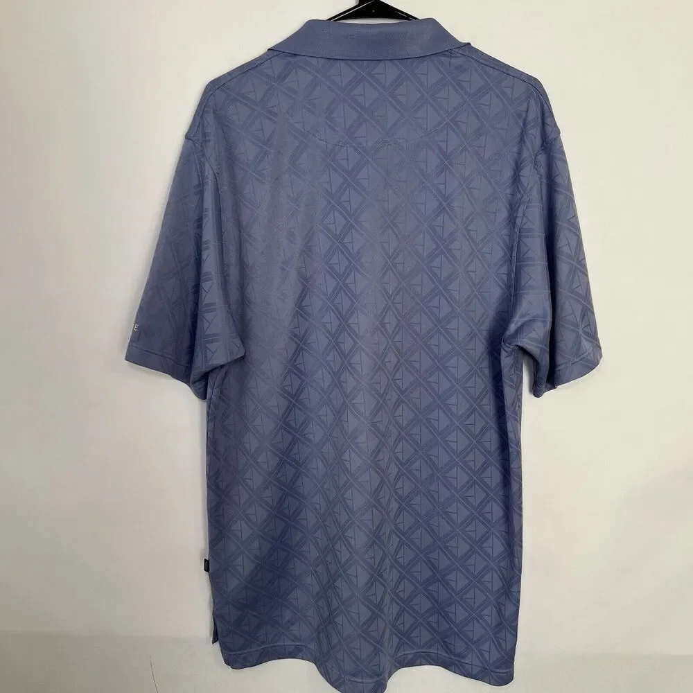 Straight Down Tullymore Golf Polo Mens Size XL Blue Geometric Diamonds Embroider - Picture 9 of 12